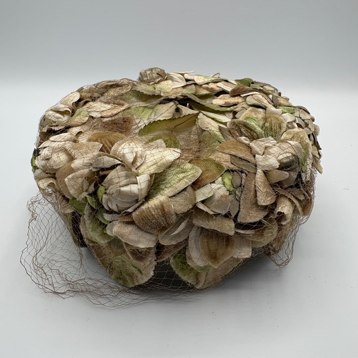 1950s Floral Veiled Half Hat (Juliet Cap)