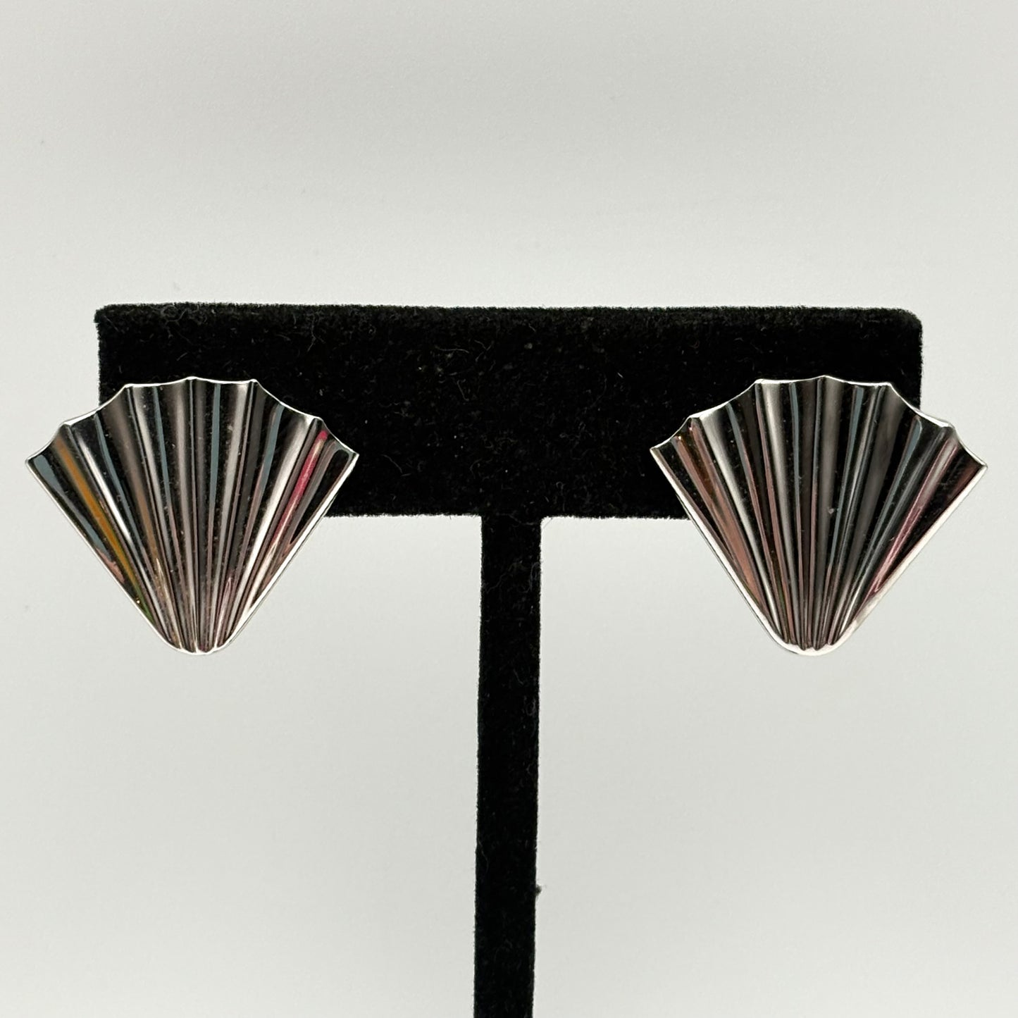 1990s Monet Silver Fan Earrings