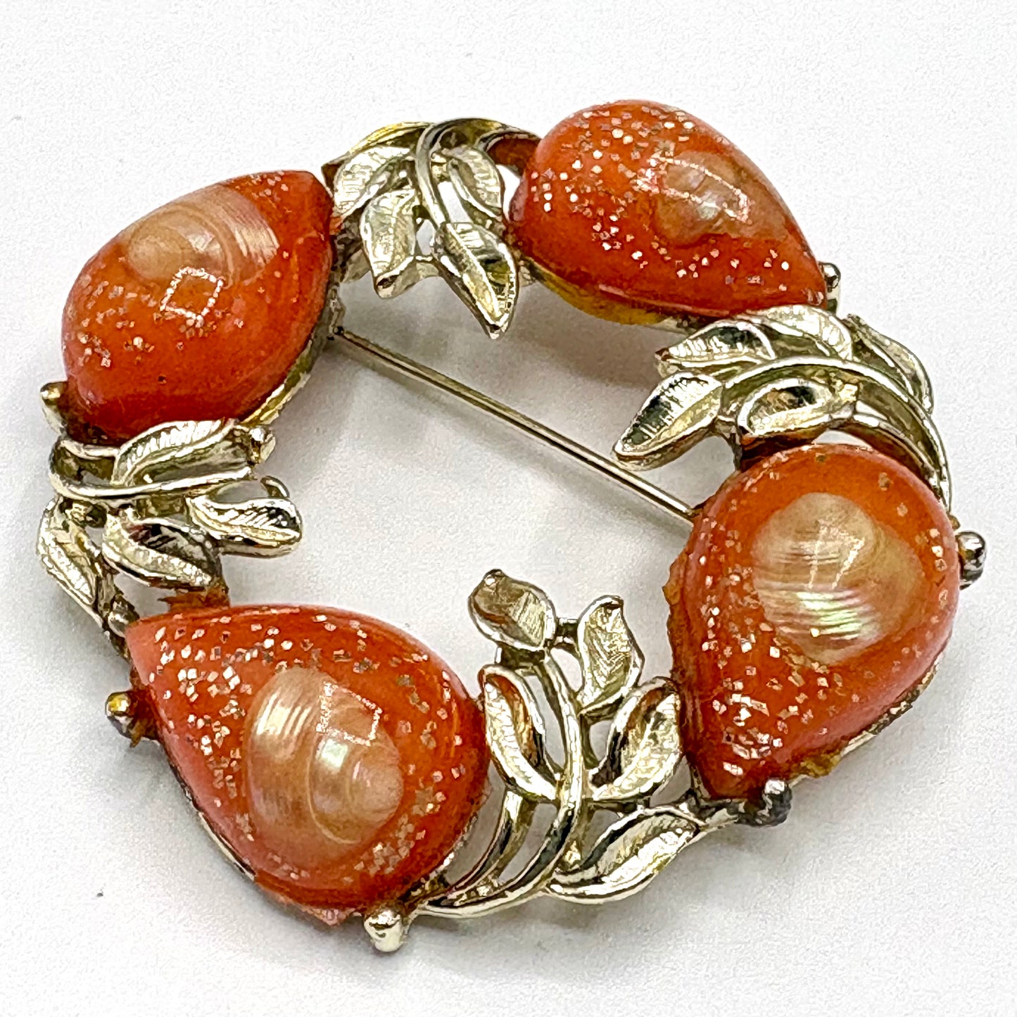 Late 50s/ Early 60s Glitter Lucite & Seashell Brooch