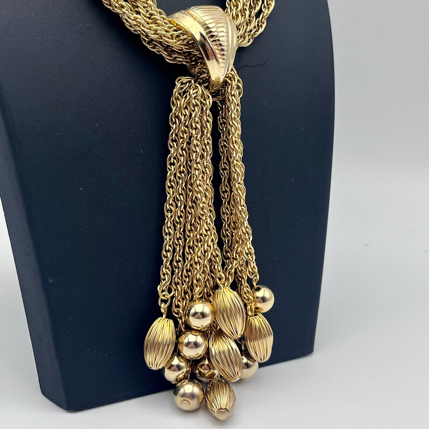 1960s Gold Tone Tassel Choker Necklace