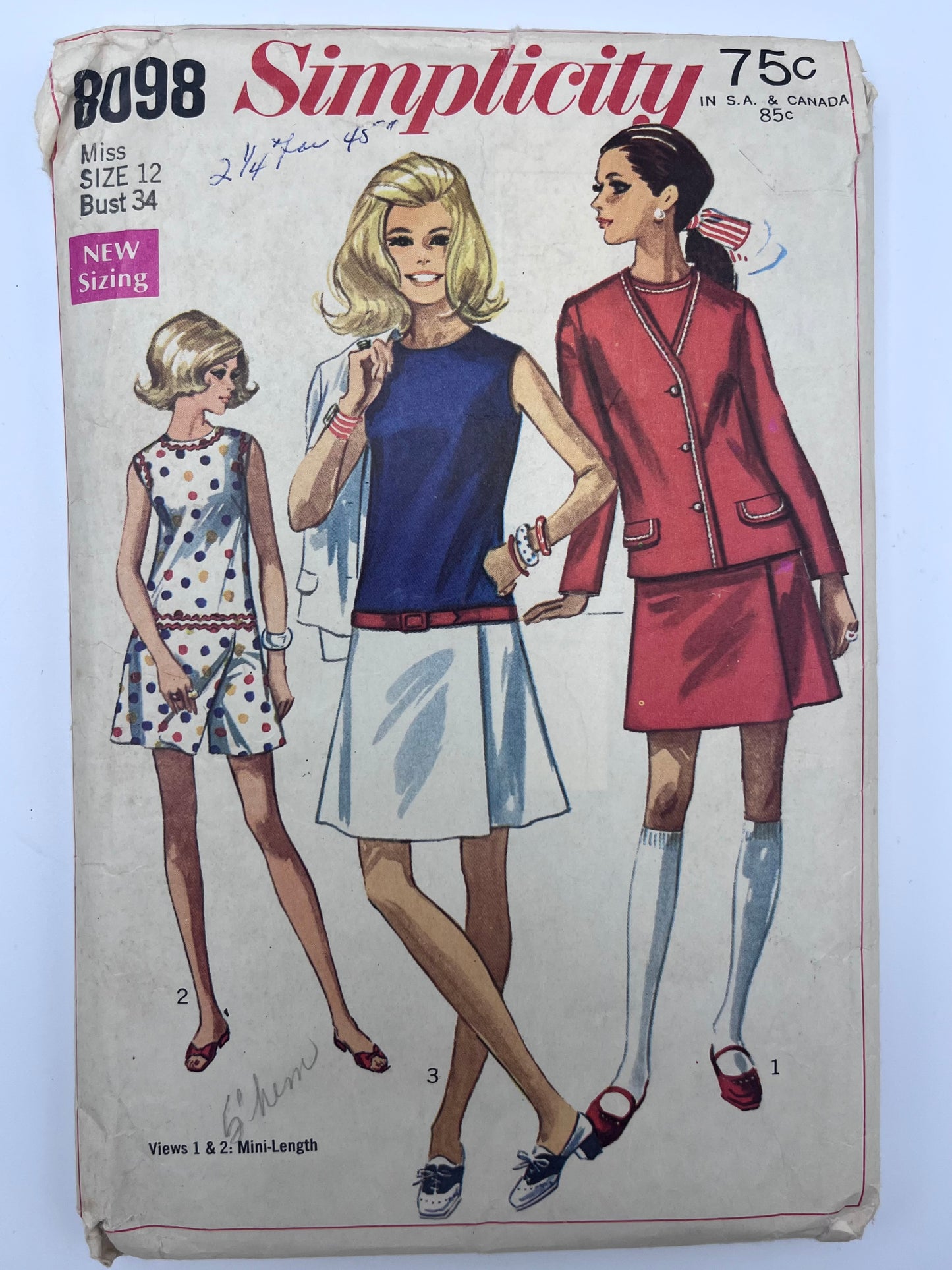 1969 Simplicity Misses' Pattern 8098