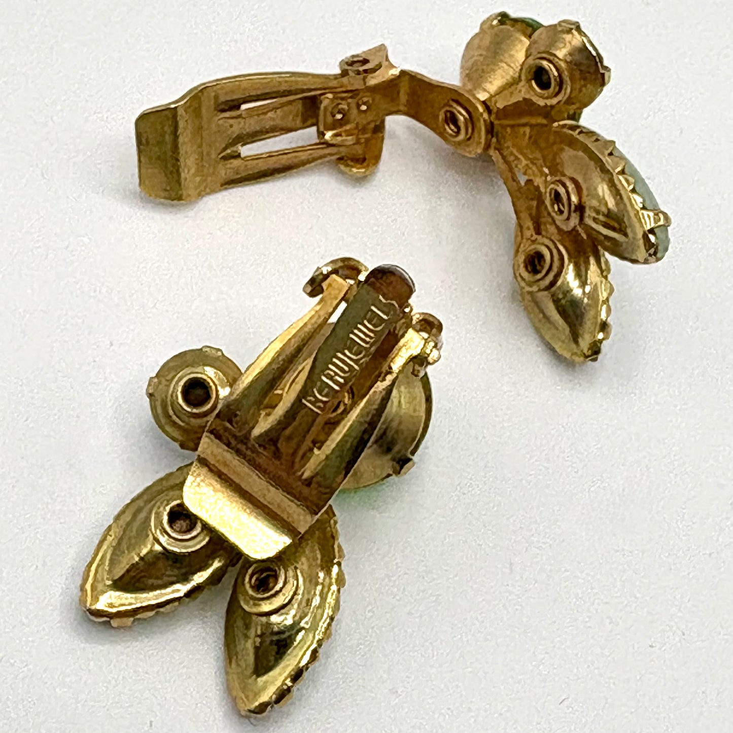 1960s Beau Jewels Green Rhinestone Earrings