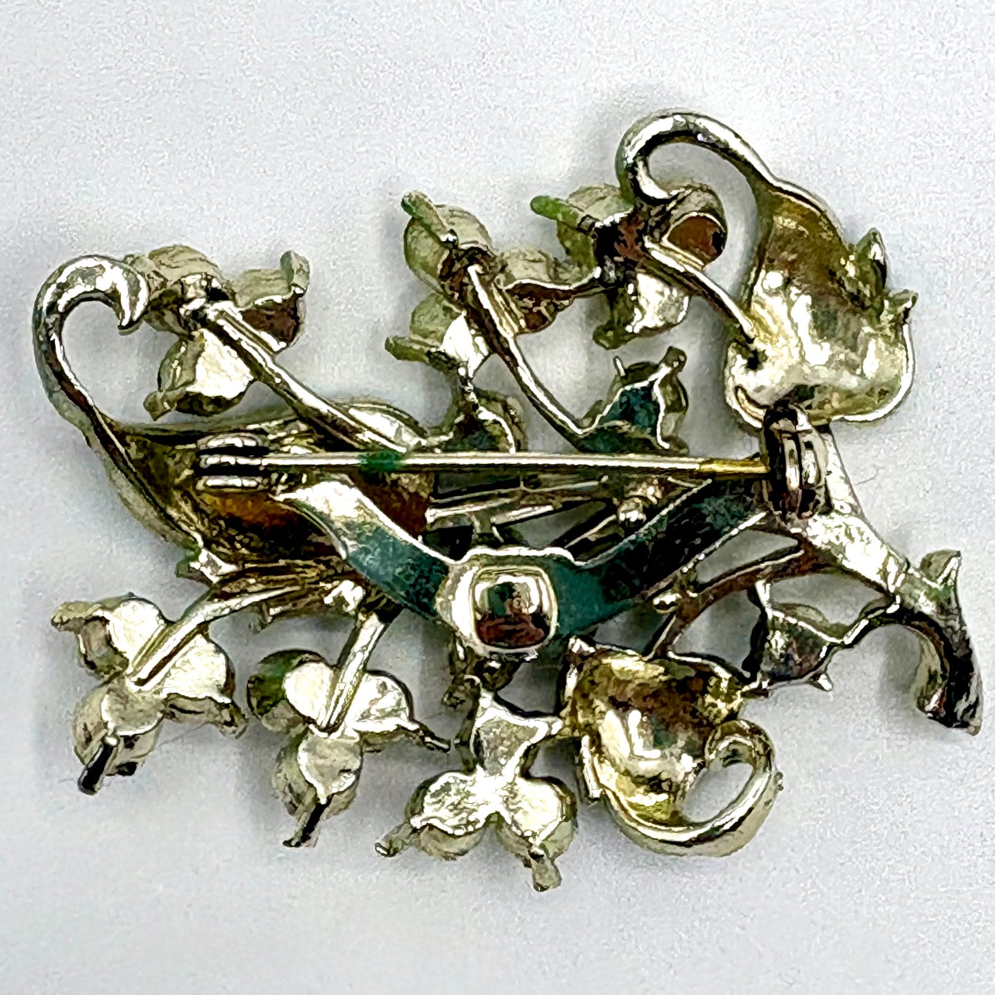 50s/60s Rhinestone Floral Spray Brooch