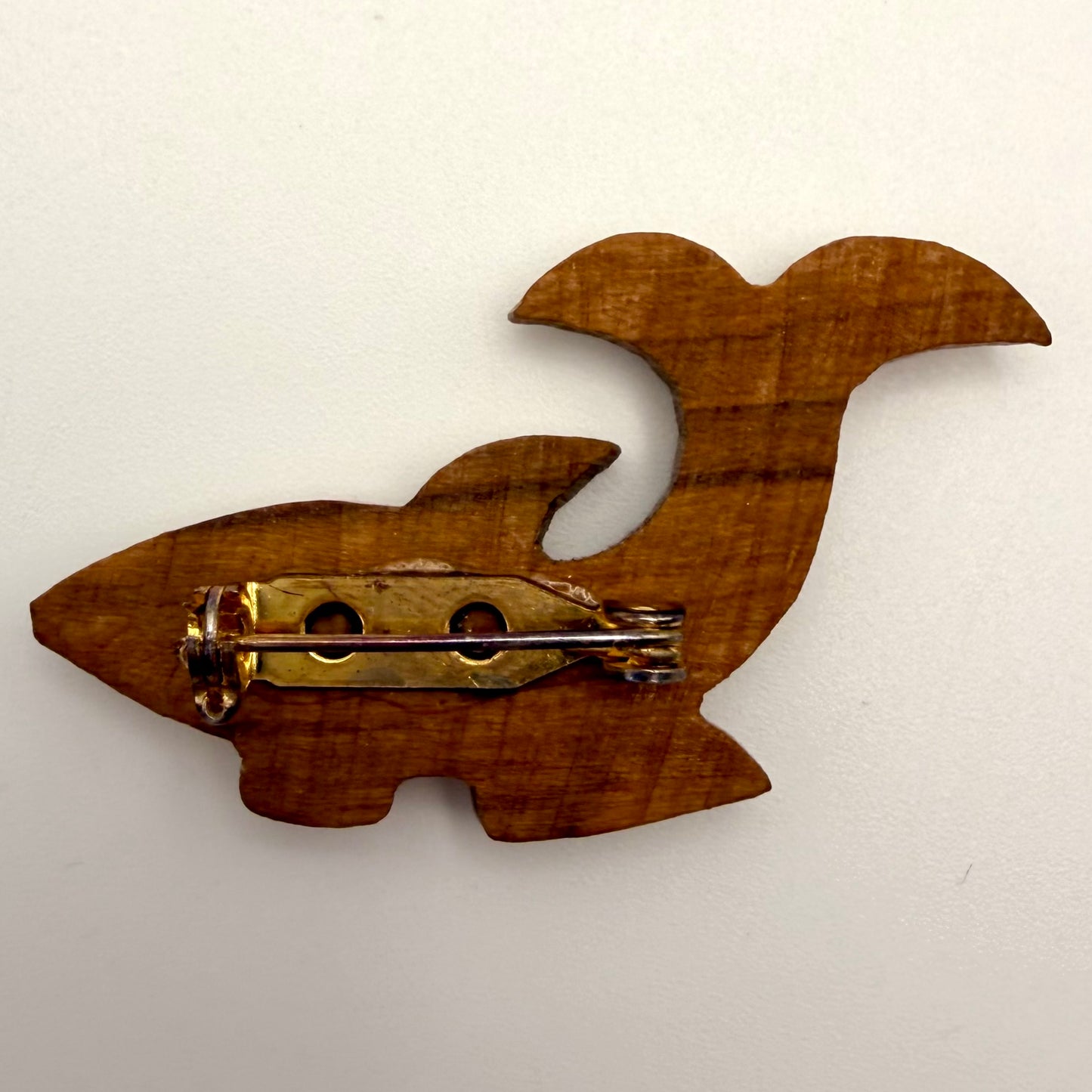 1970s Olive Wood Fish Pin