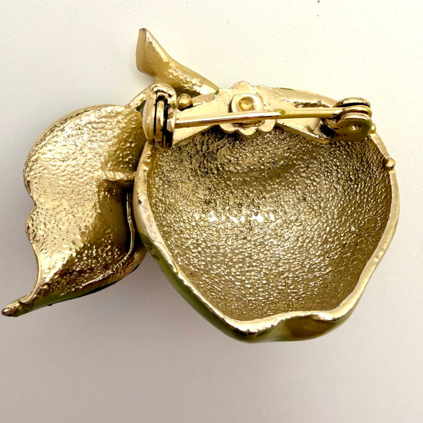 60s/70s Green Apple Enamel Brooch