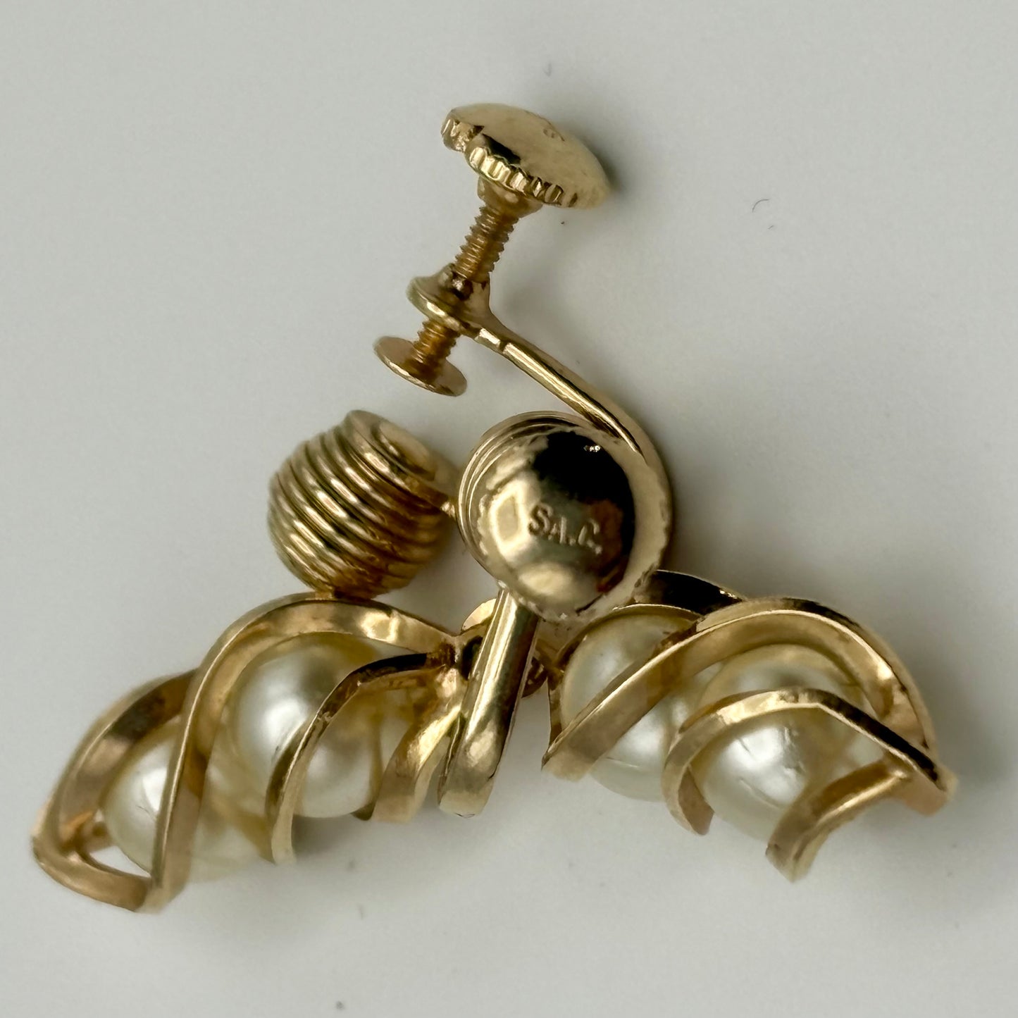 1958 Sarah Coventry Twisting Pearls Earrings