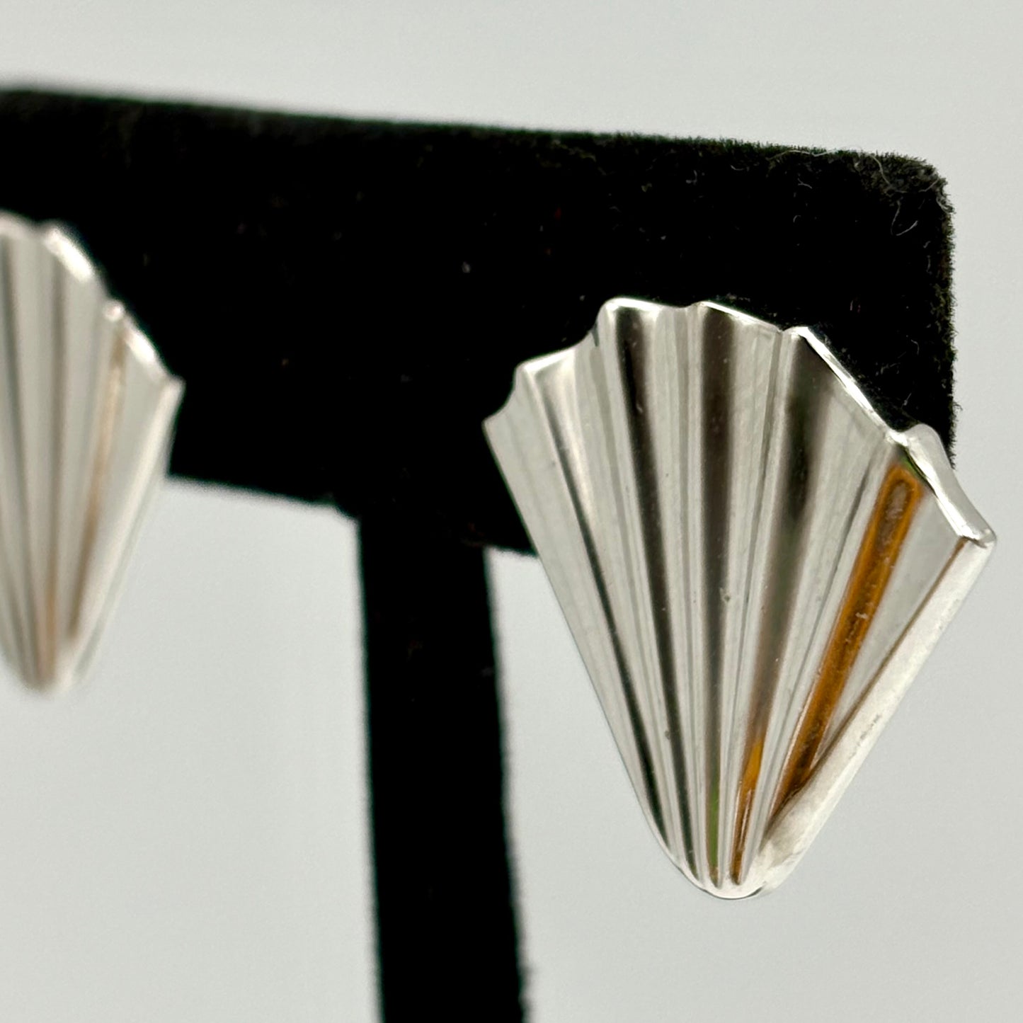 1990s Monet Silver Fan Earrings