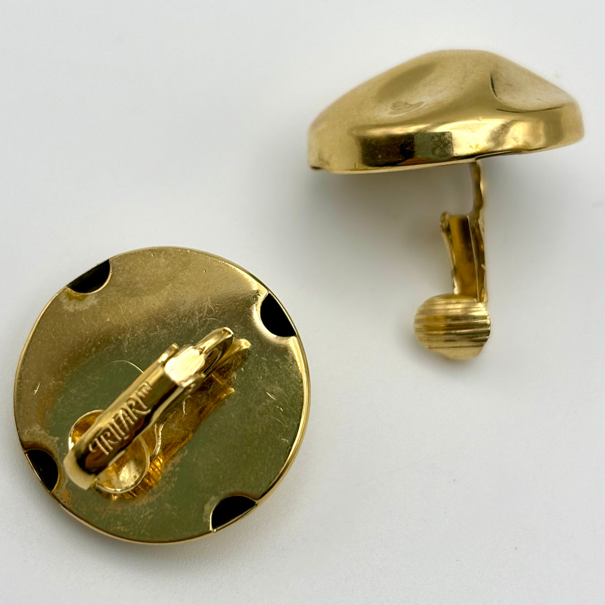 70s/80s Trifari Round Gold-Tone Clip Earrings