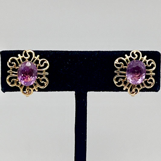 1950s Coro Lavender Rhinestone Earrings