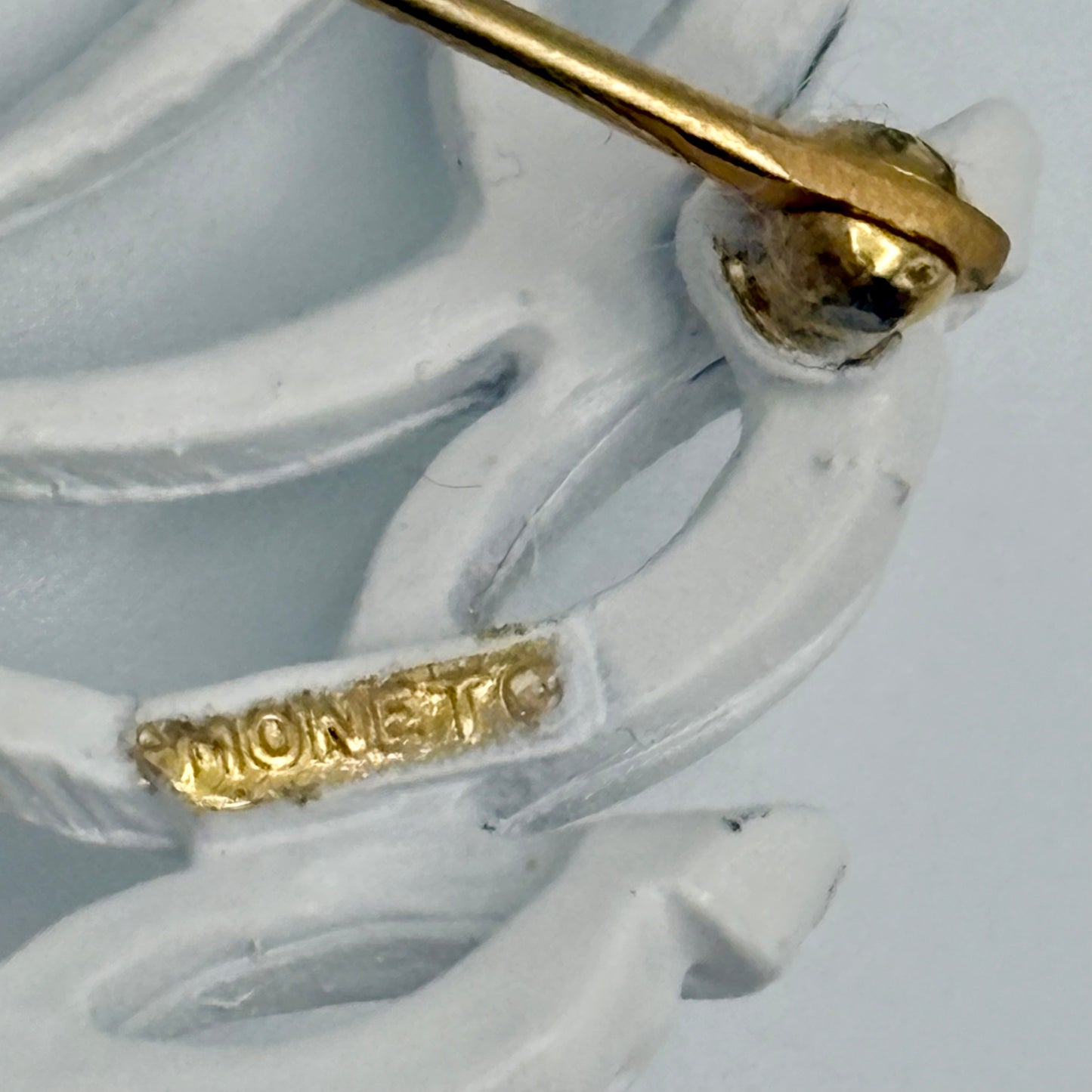 1960s Monet White Enamel Swirl Brooch