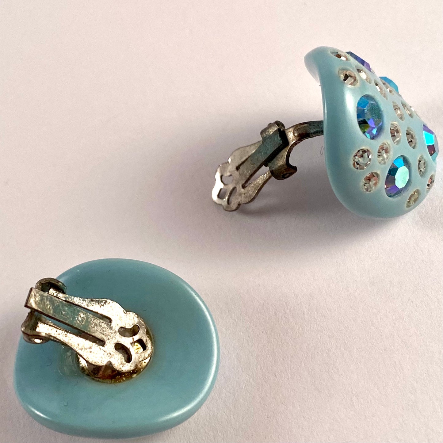 Late 50s/ Early 60s Blue Rhinestone Earrings