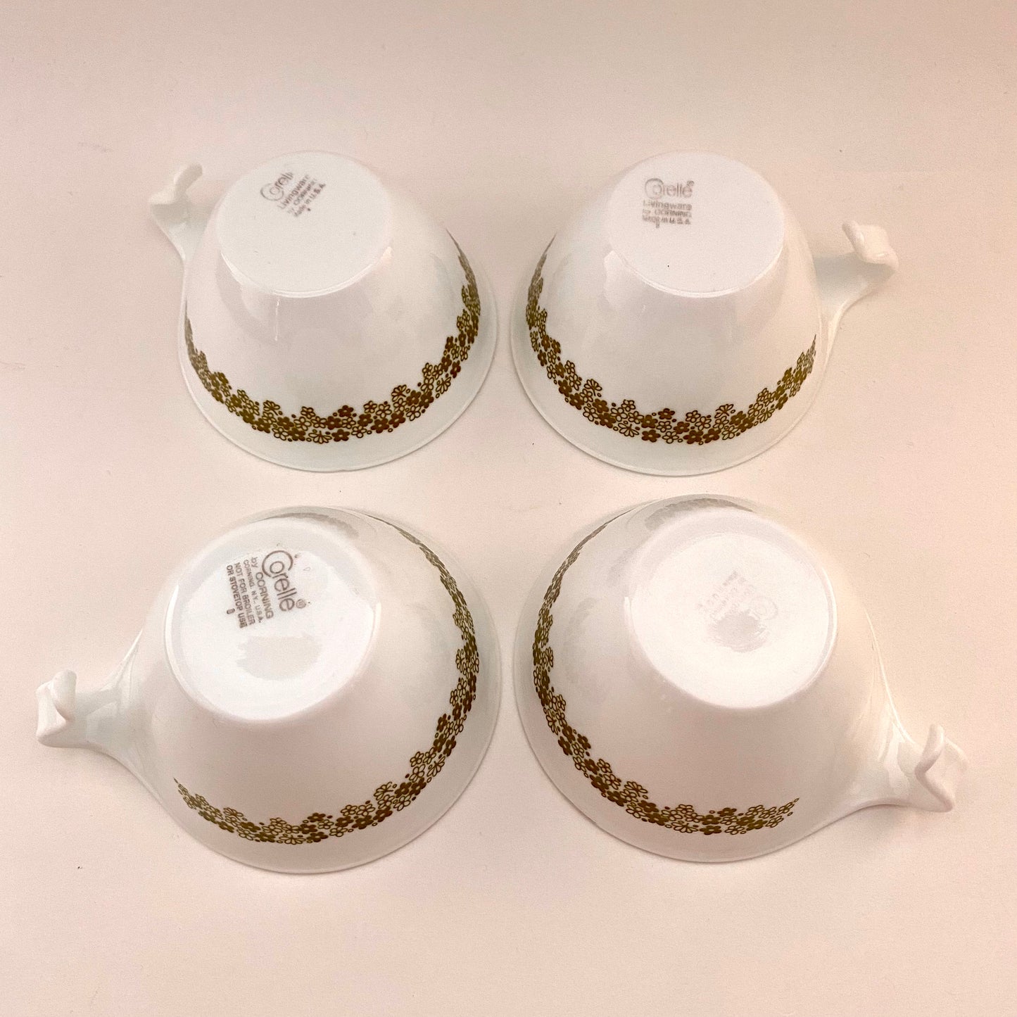 1970s Corelle Livingware Spring Blossom/Crazy Daisy Cups & Saucers