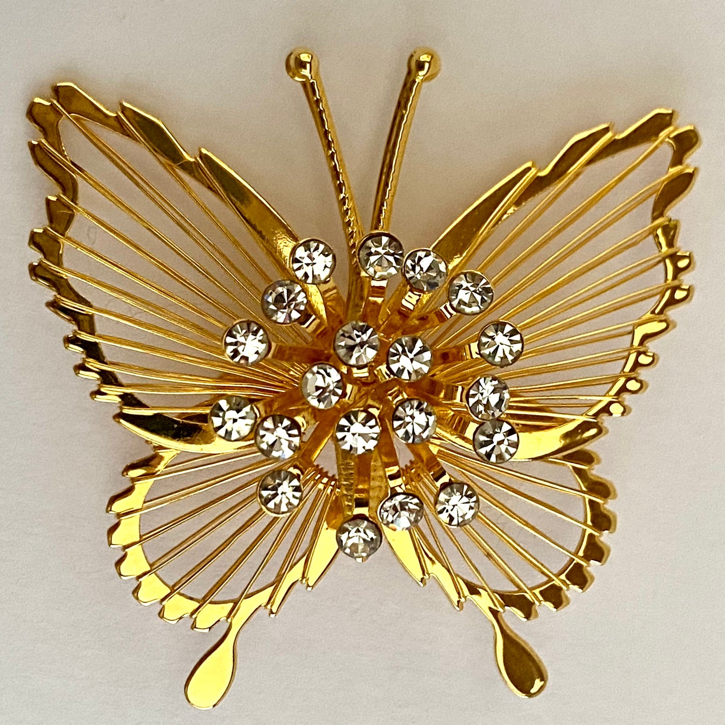 1960s Monet Rhinestone Butterfly Brooch