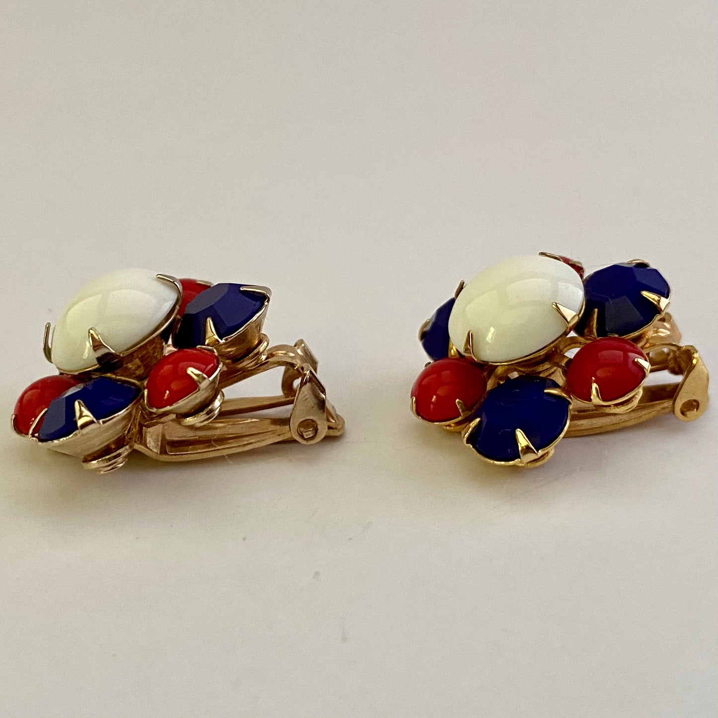 Late 50s/ Early 60s Patriotic Glass Bead Earrings