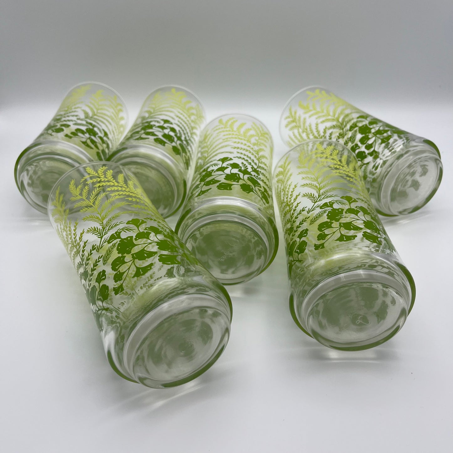 1970s Libbey Fern & Ginkgo Leaves Tumbler Glasses (Set of 6)