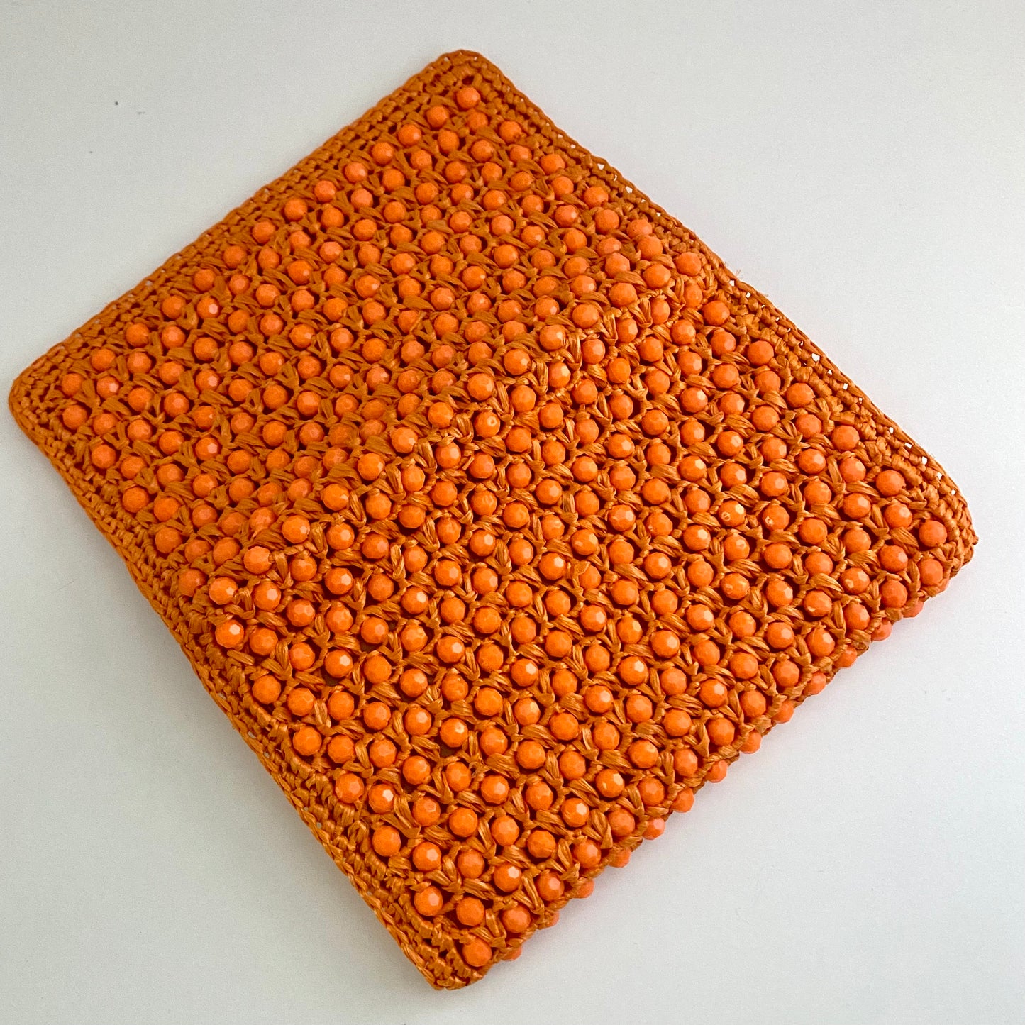 Late 60s/ Early 70s Orange Raffia Beaded Clutch