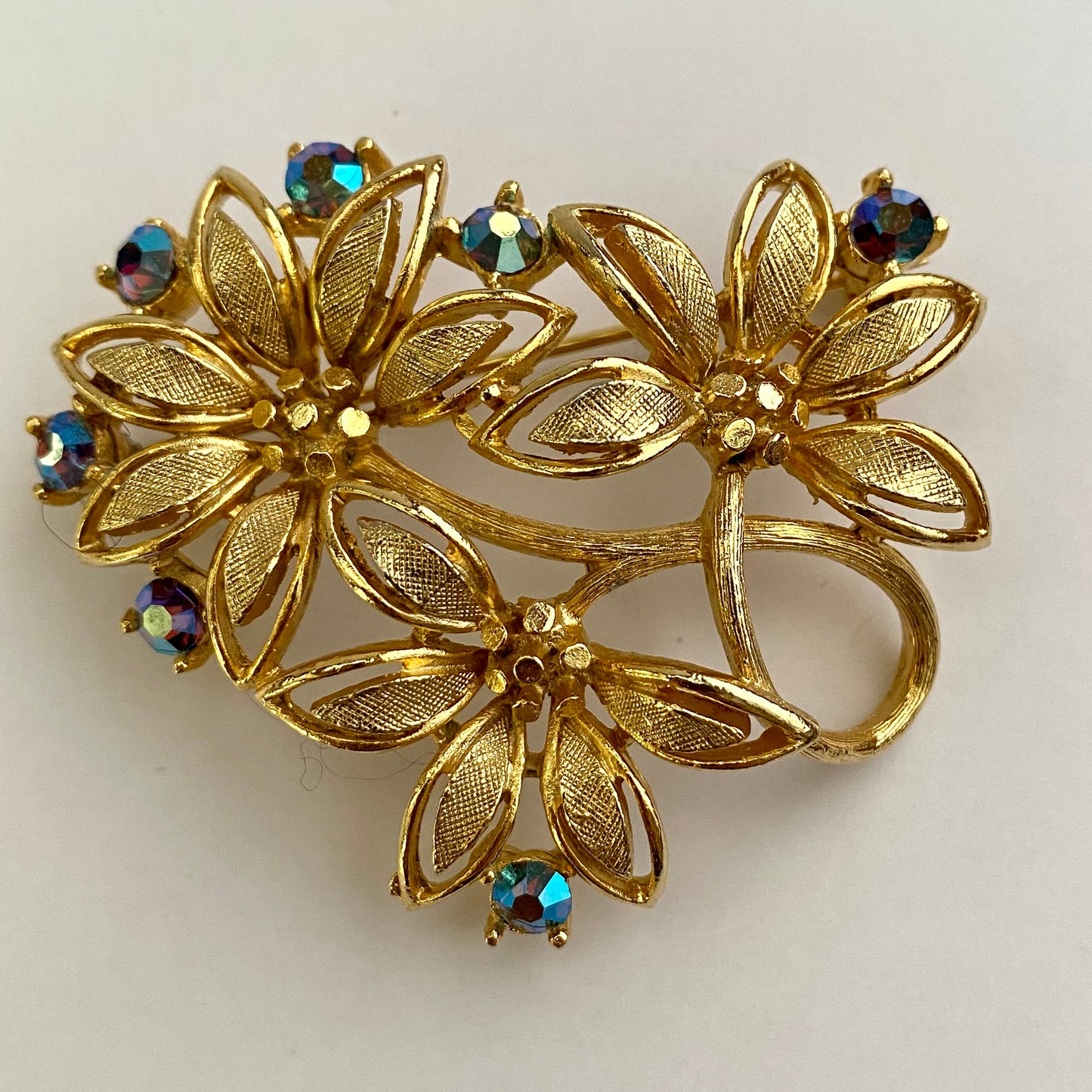 Late 50s/ Early 60s Lisner Aurora Borealis Flower Brooch