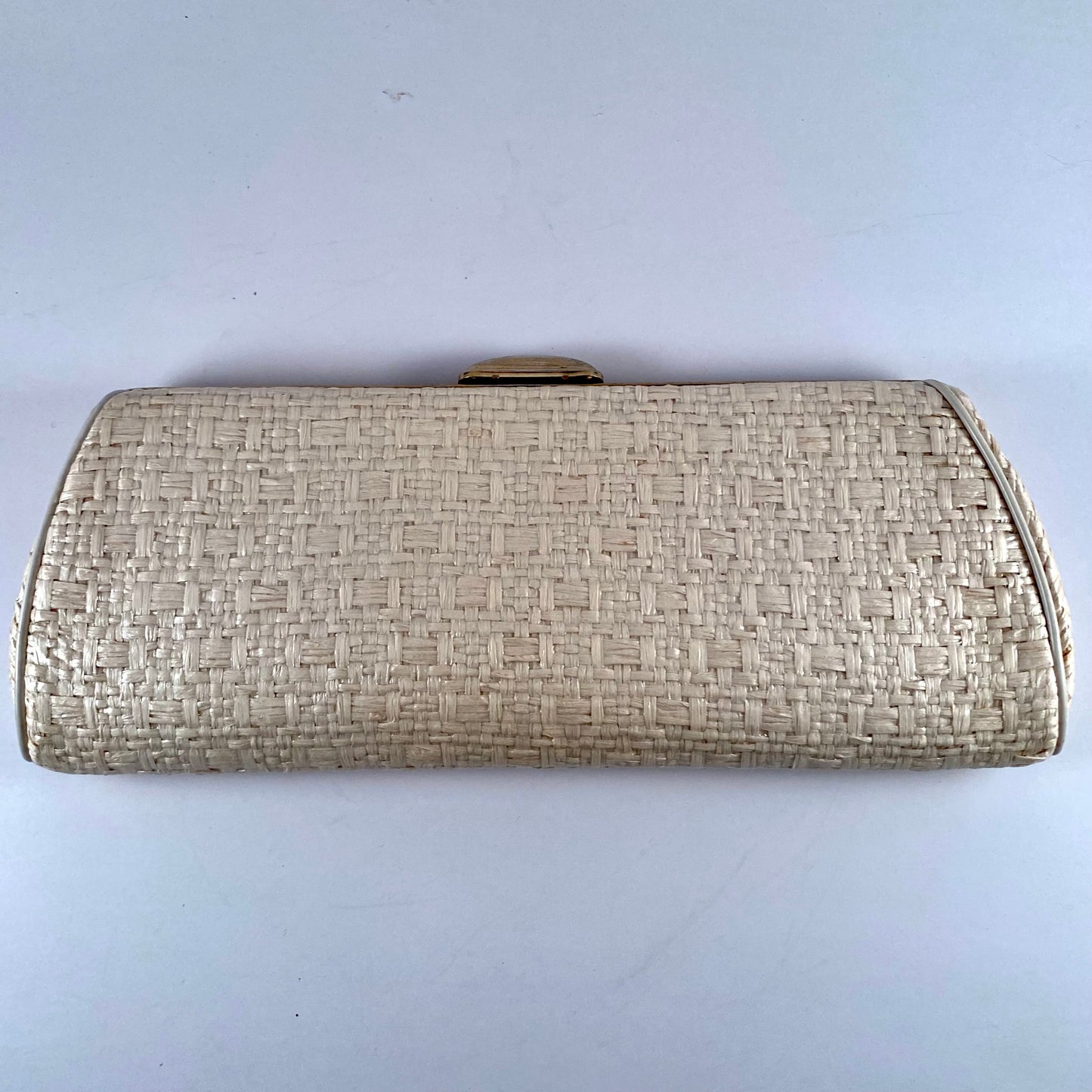 1960s Woven Ivory Clutch With Chain Handle Option