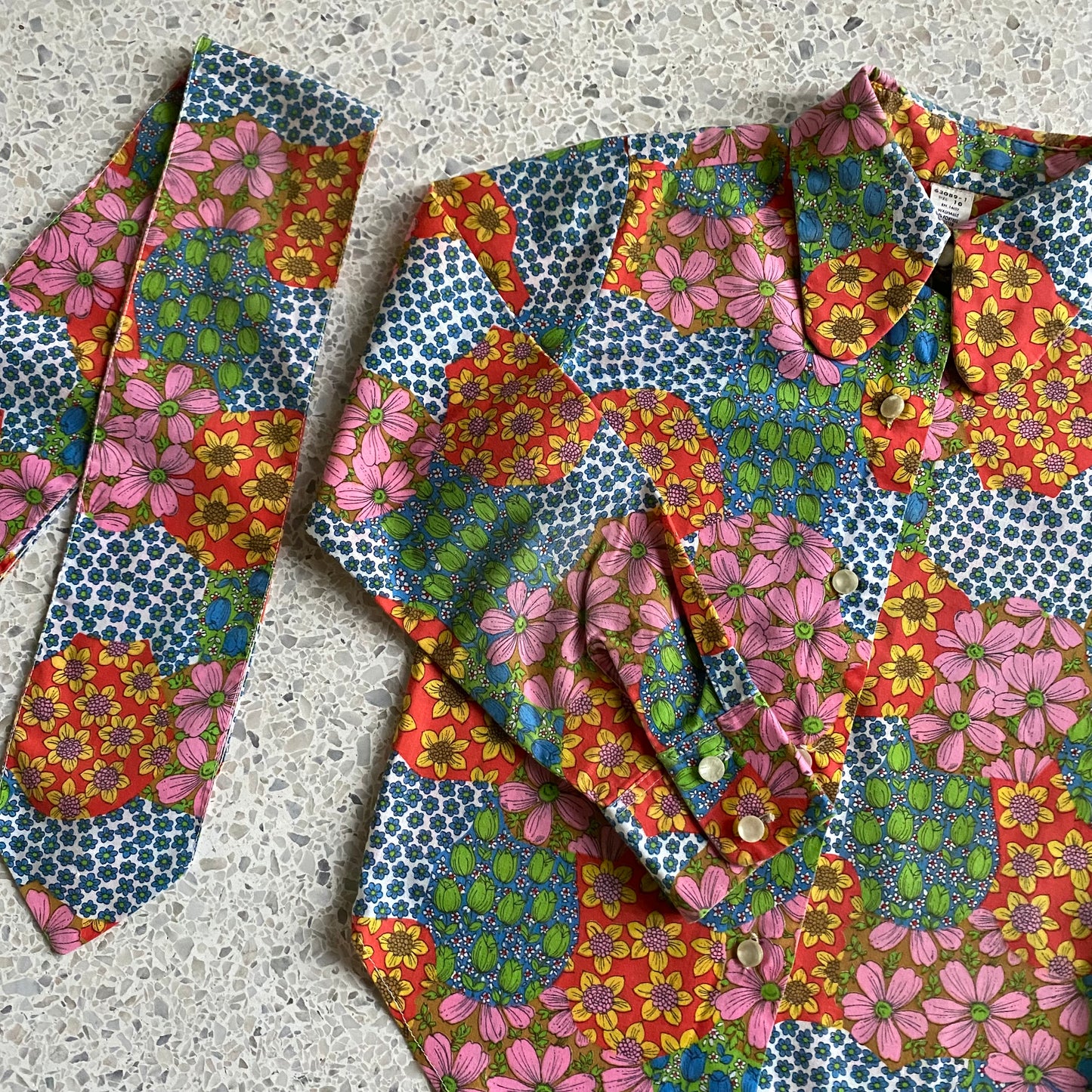 Late 60s/ Early 70s Stoneswear Flowered Blouse & Scarf