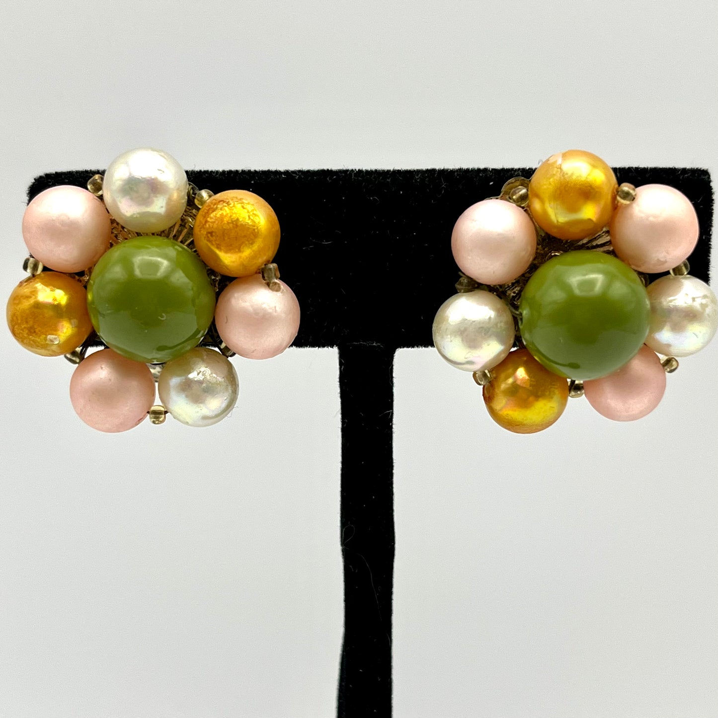 1960s Japan Bead Clip Earrings