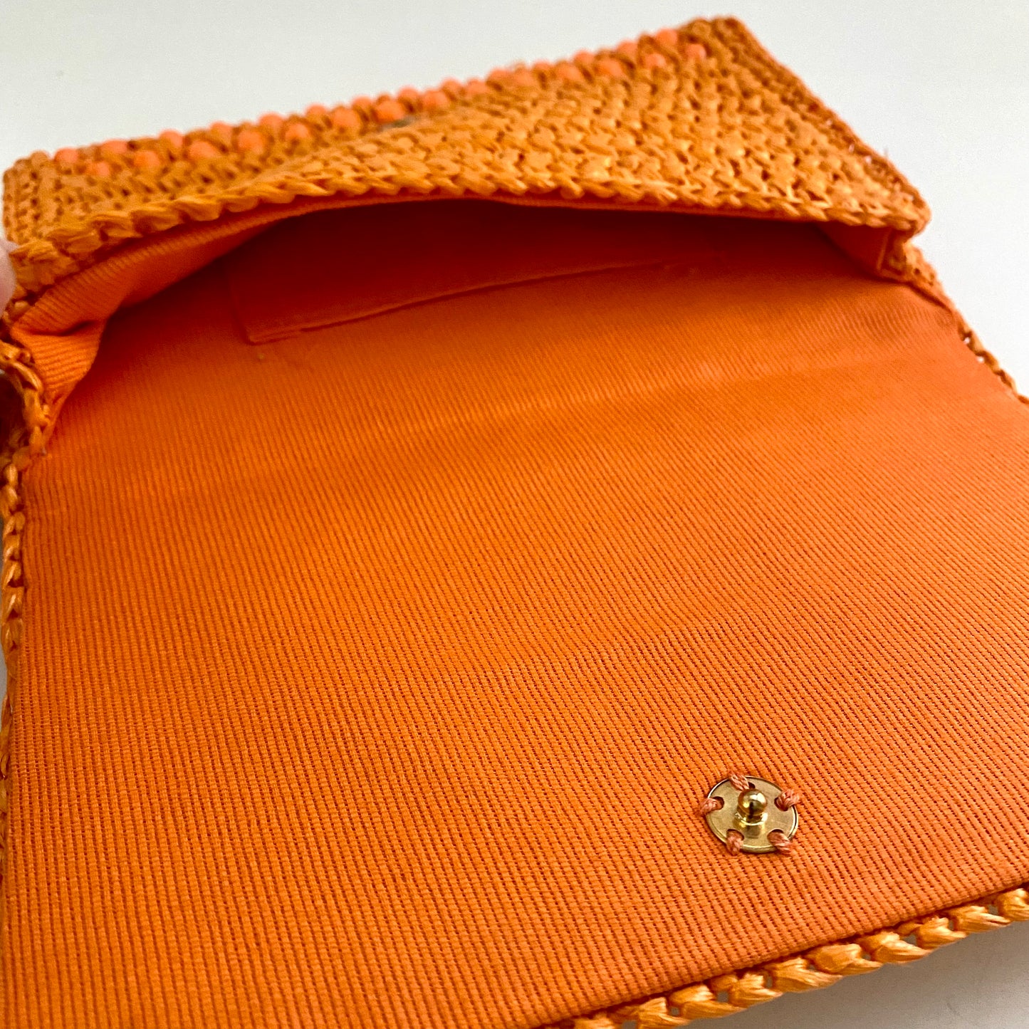 Late 60s/ Early 70s Orange Raffia Beaded Clutch