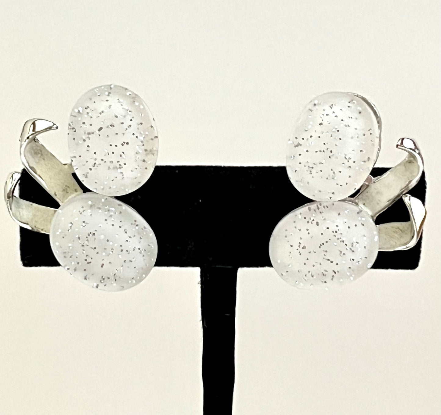 Late 50s/ Early 60s Glitter Lucite Earrings