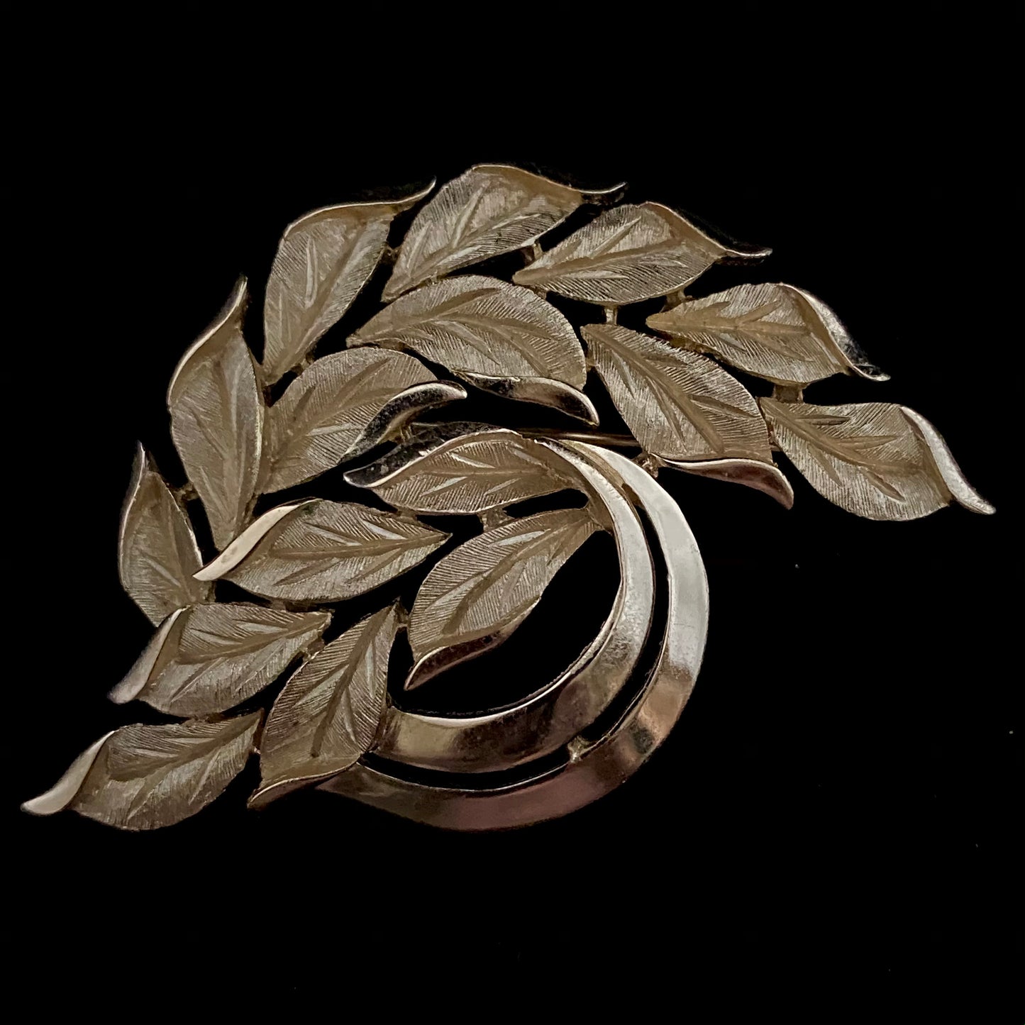 1960s Crown Trifari Leaf Brooch