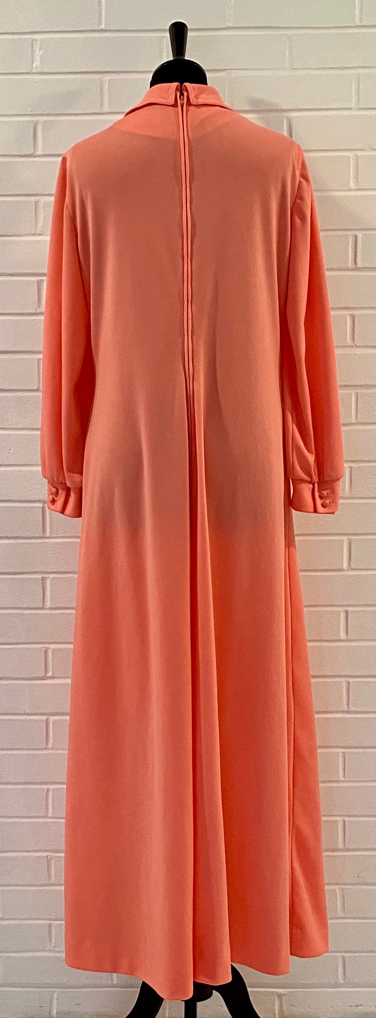 1970s Leslie Fay Coral Maxi Dress