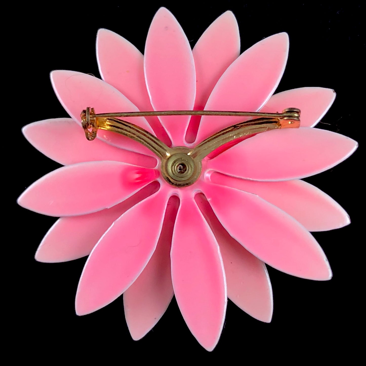 Late 60s/ Early 70s Pink Enamel Flower Brooch - Retro Kandy Vintage