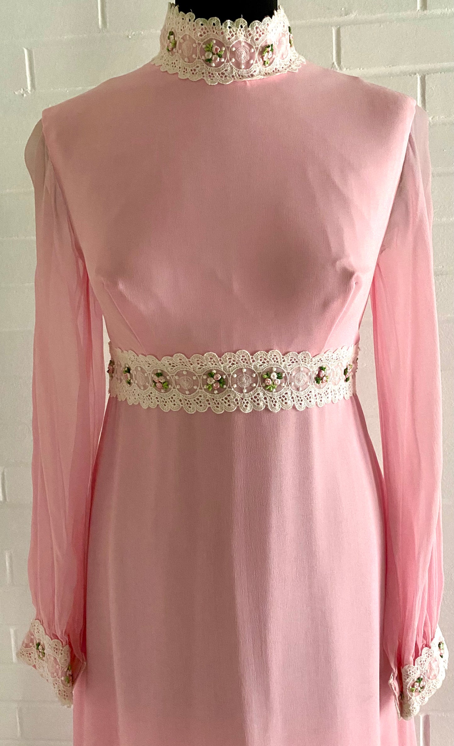 Late 50s/ Early 60s Pink Chiffon Maxi Dress