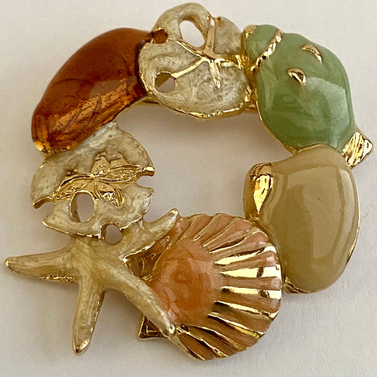 Late 60s/ Early 70s Jonette Jewelry (JJ) Seashell Brooch