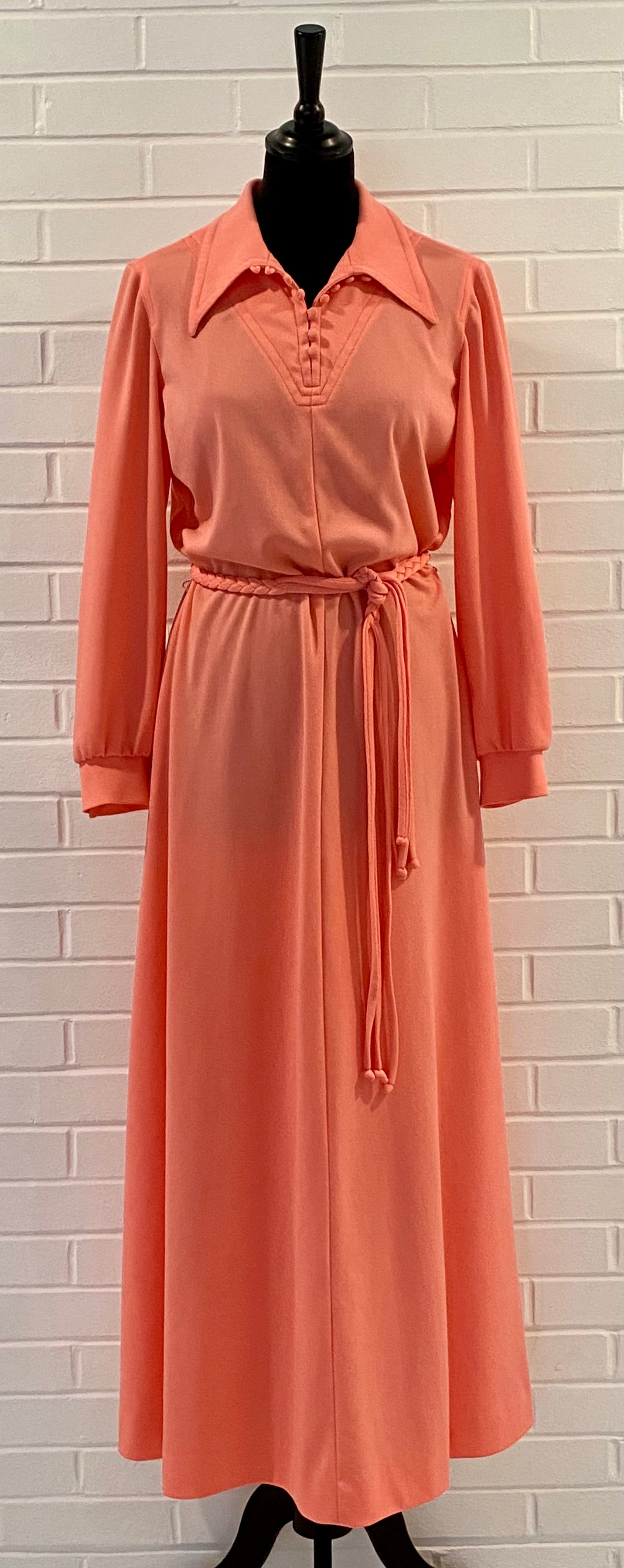 1970s Leslie Fay Coral Maxi Dress 1970s Leslie Fay Coral Maxi Dress