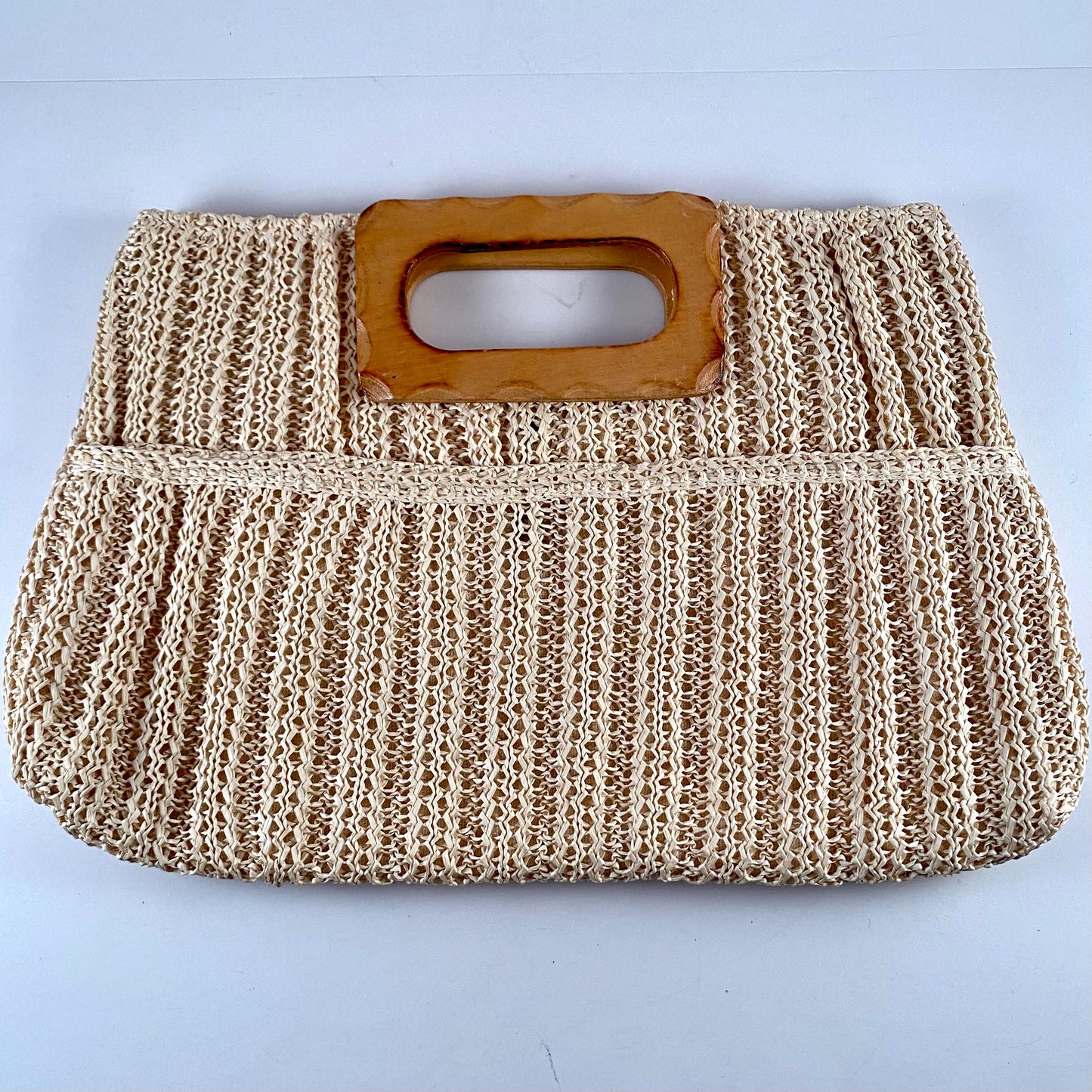 Late 70s/ Early 80s Bag World Wooden Handle Purse