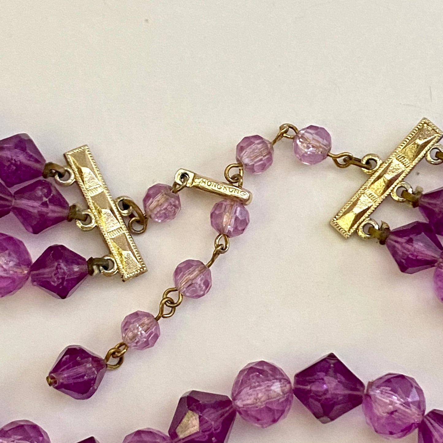 1960s Hong Kong 3-Strand Purple Necklace