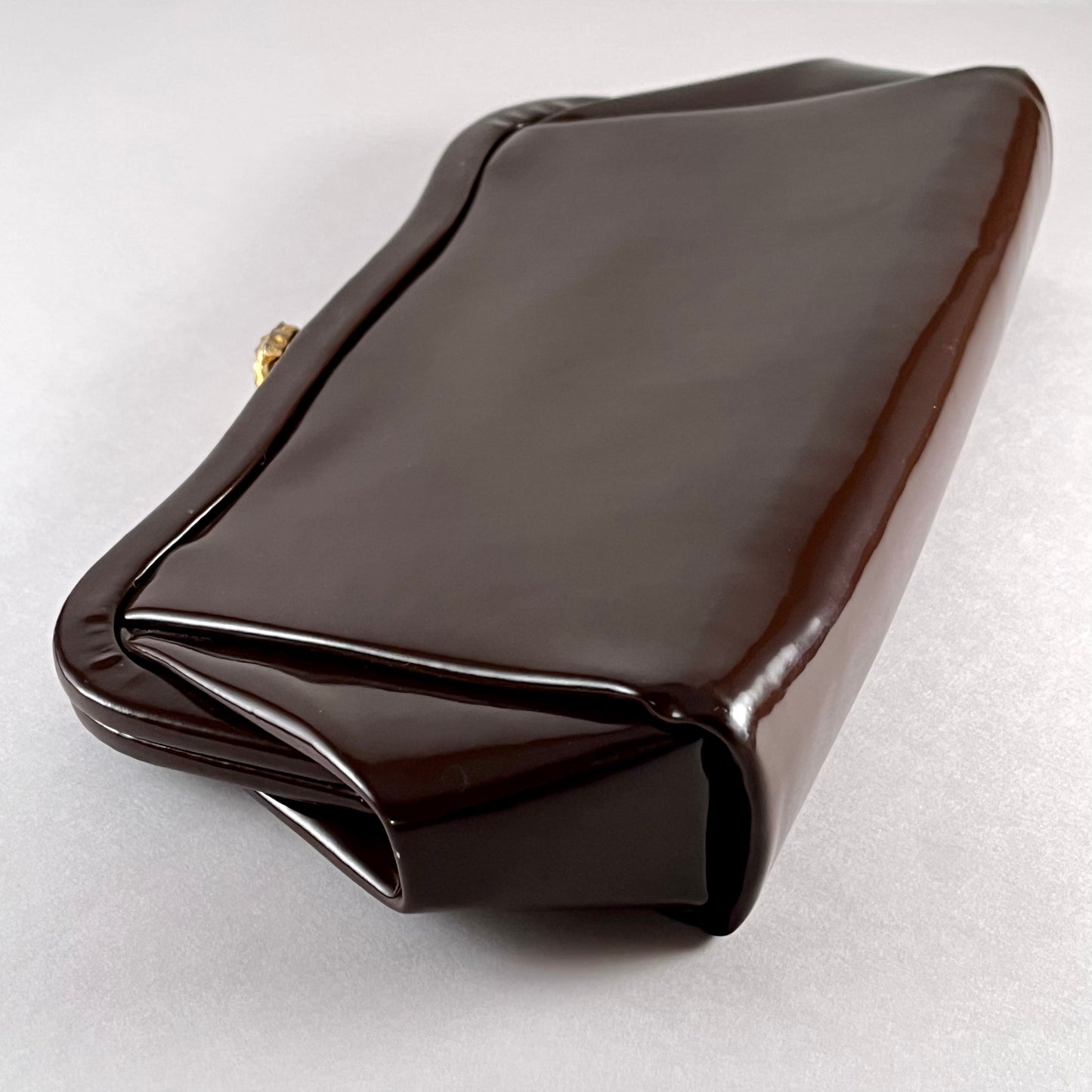 Late 50s/ Early 60s Brown Patent Leather Clutch