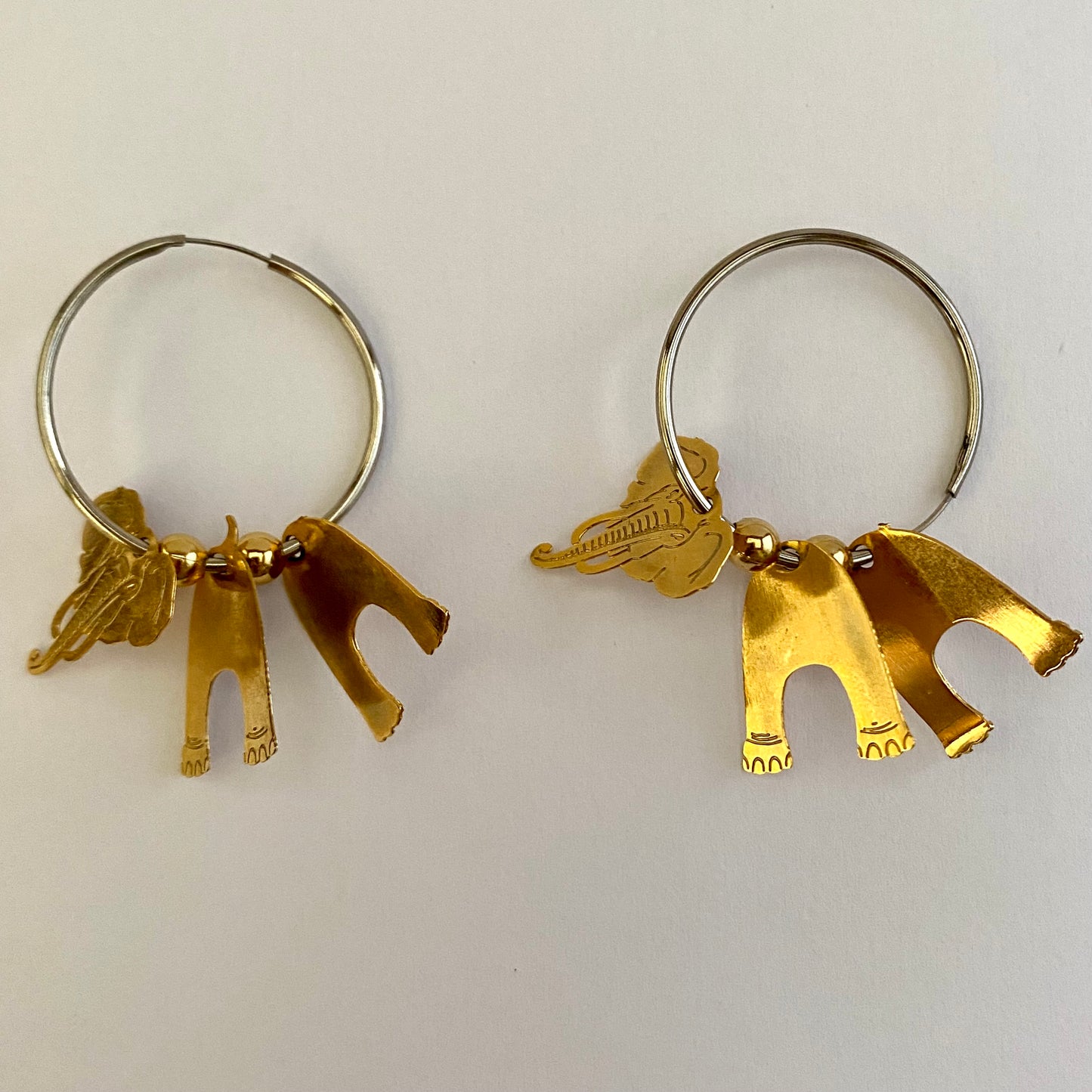 1990s 3-Dimensional Elephant Hoop Earrings