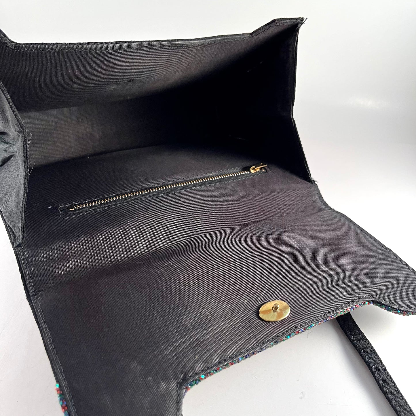 Late 50s/ Early 60s Black Fabric & Glitter Handbag