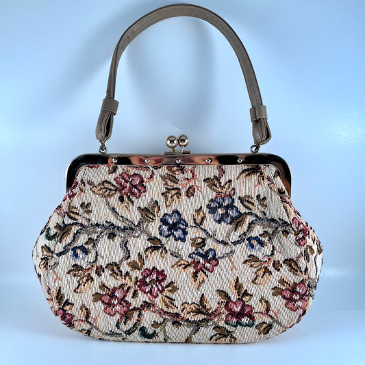 1960s Flowered Tapestry Handbag