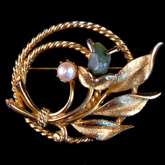 1966 Sarah Coventry Jade Garden Brooch - Retro Kandy Vintage