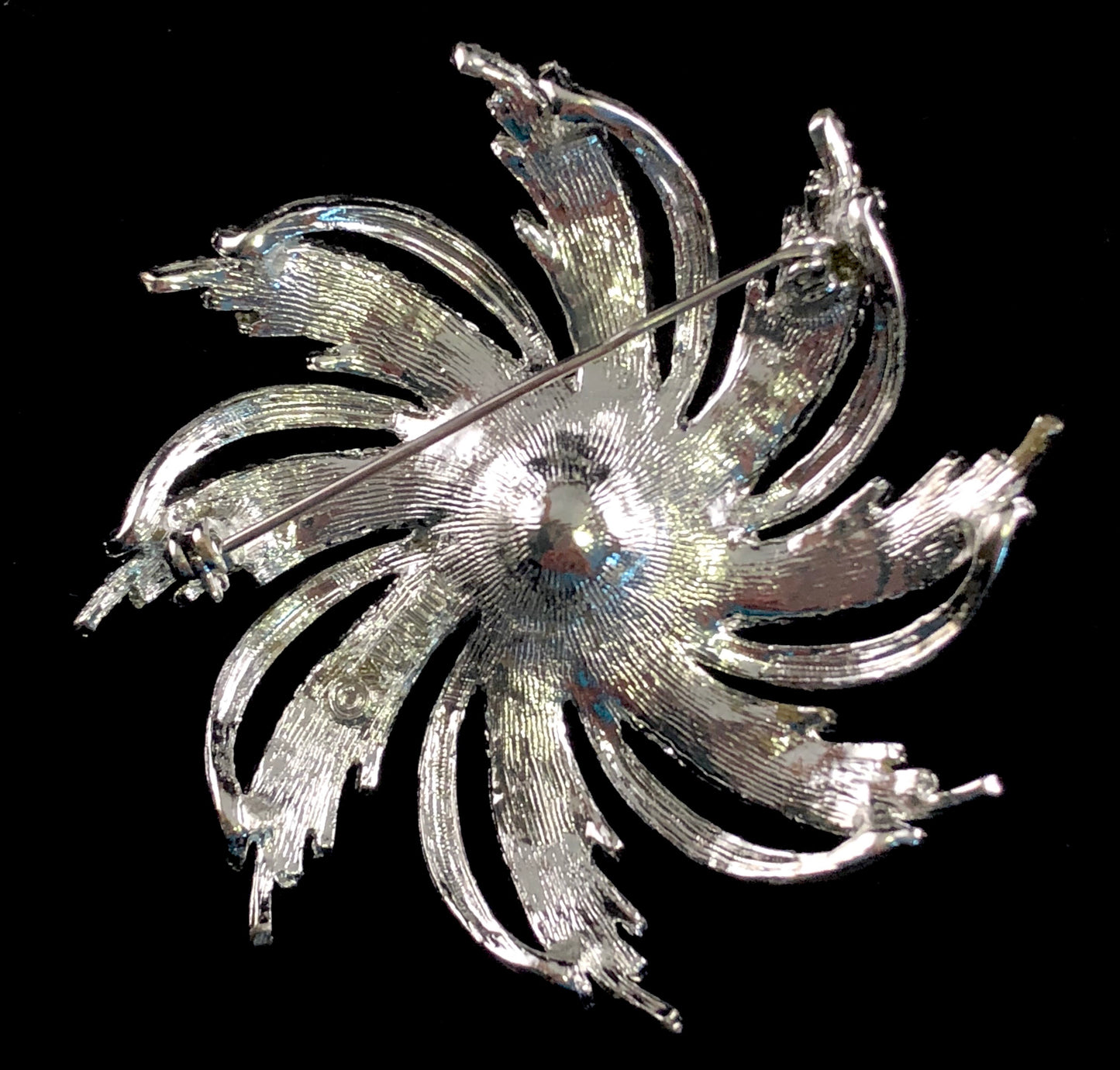 1969 Sarah Coventry Silvery Sunburst Brooch - Retro Kandy Vintage