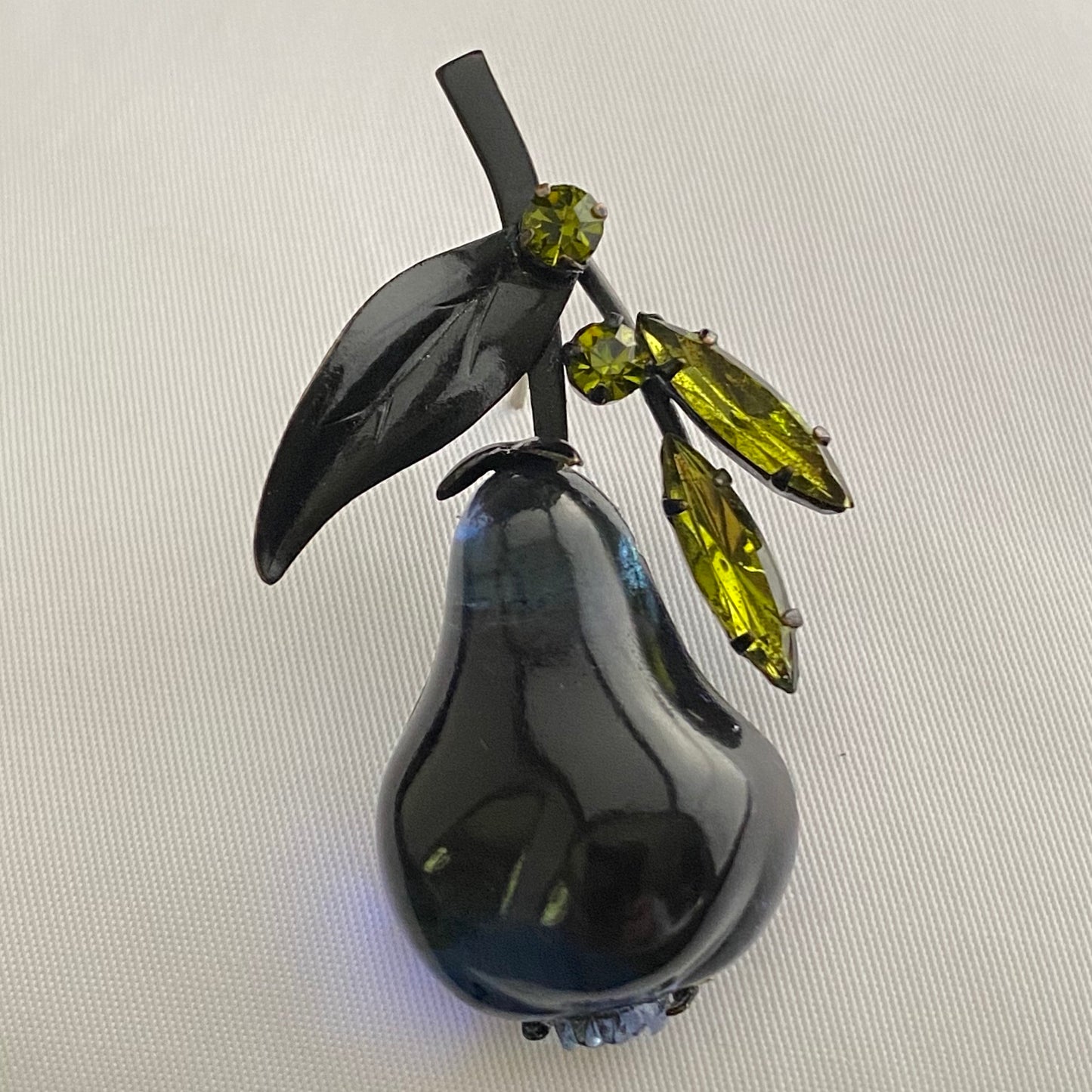 1950s Austrian Glass & Rhinestone Pear Brooch - Retro Kandy Vintage