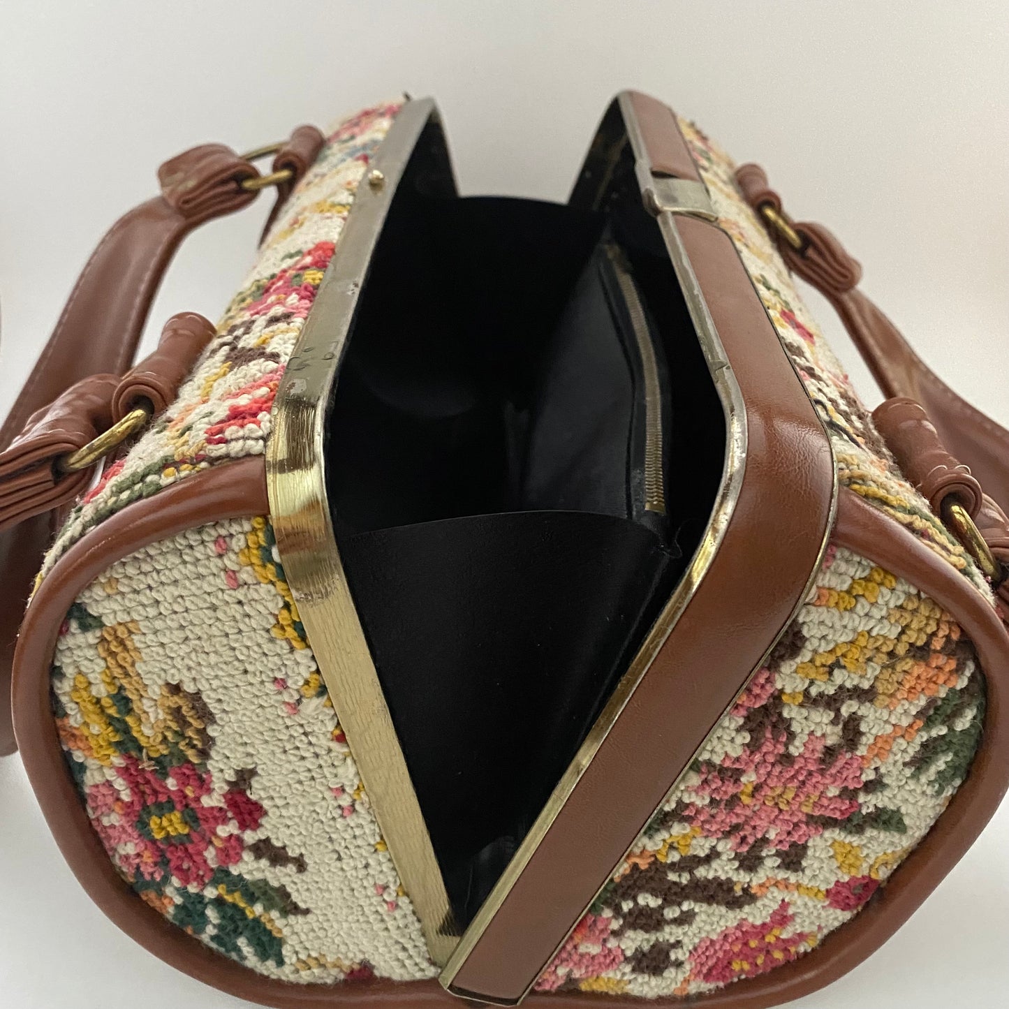 Late 60s/ Early 70s Needlepoint Barrel Bag