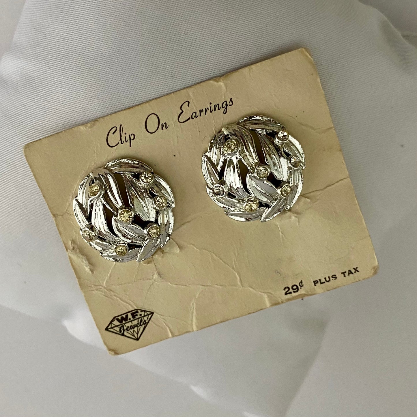 Late 50s/ Early 60s WF Jewels Rhinestone Earrings, Never Worn!