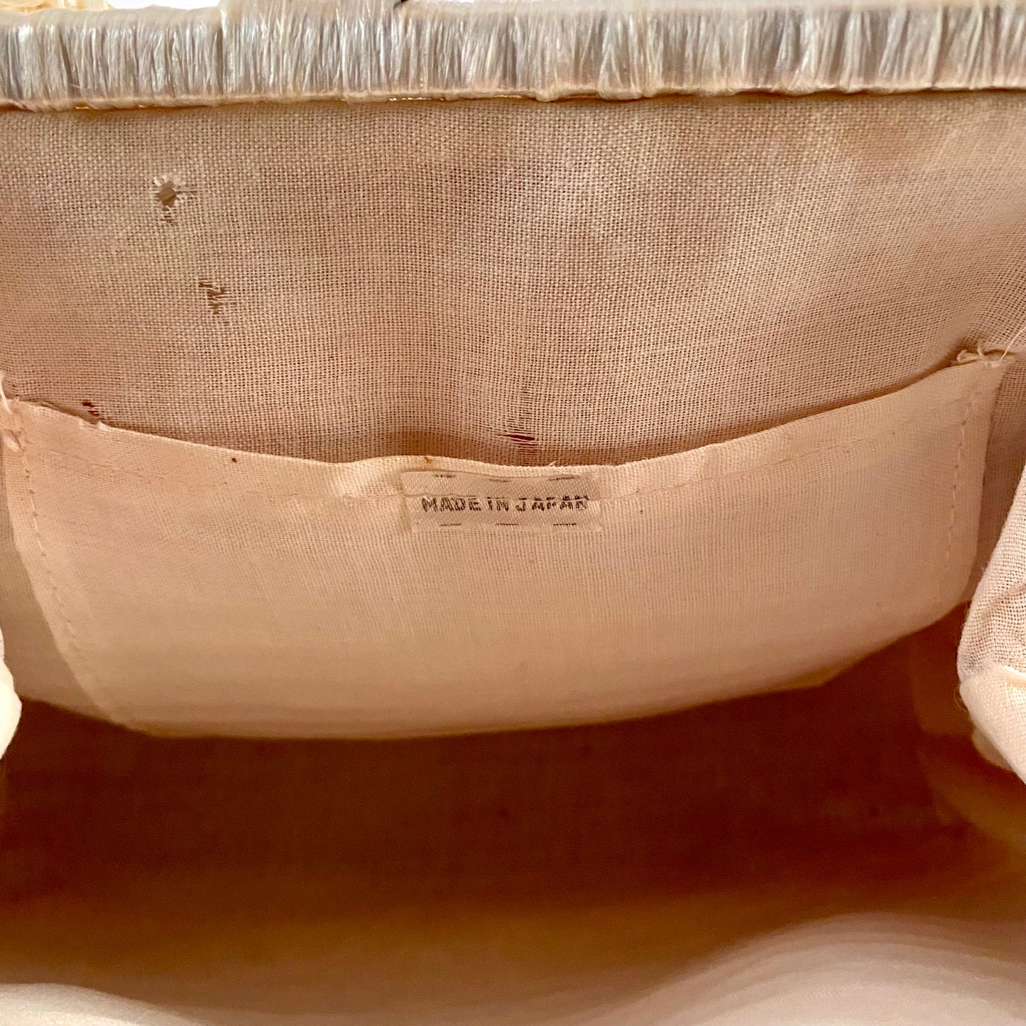 1960s Made In Japan Ivory Raffia Straw Purse