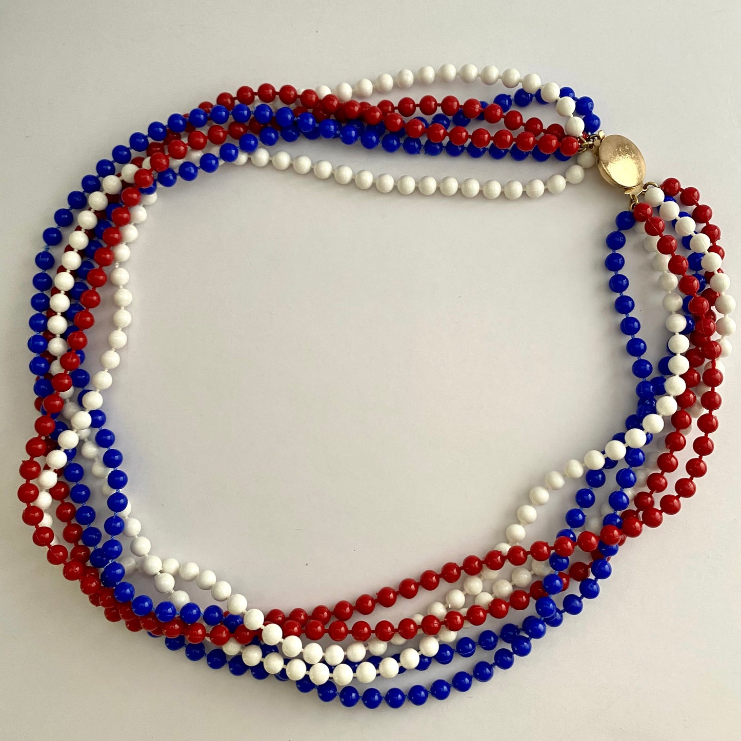 Late 60s/ Early 70s Red, White & Blue Beaded Necklace