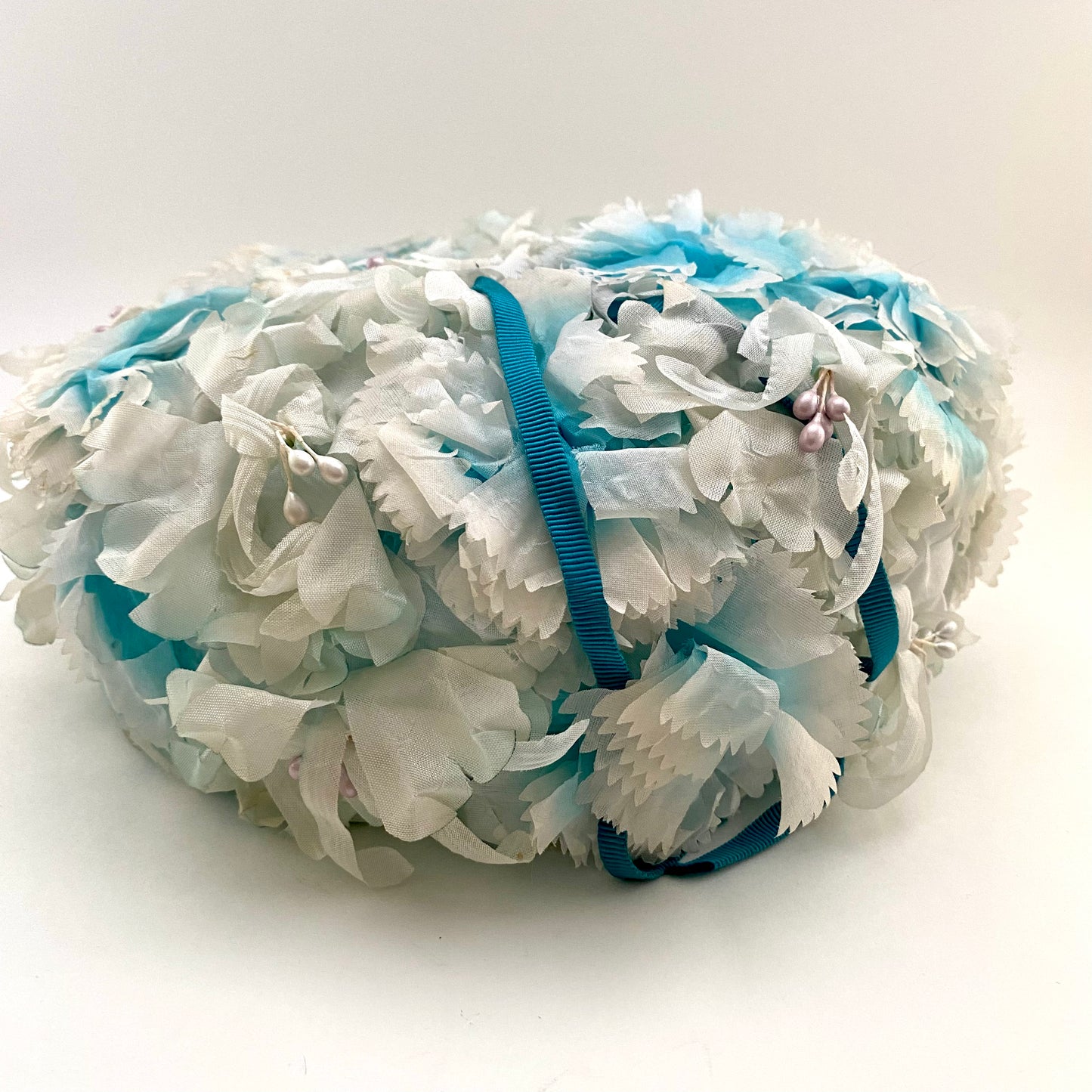 Late 50s/ Early 60s Aqua Faux Flower Hat
