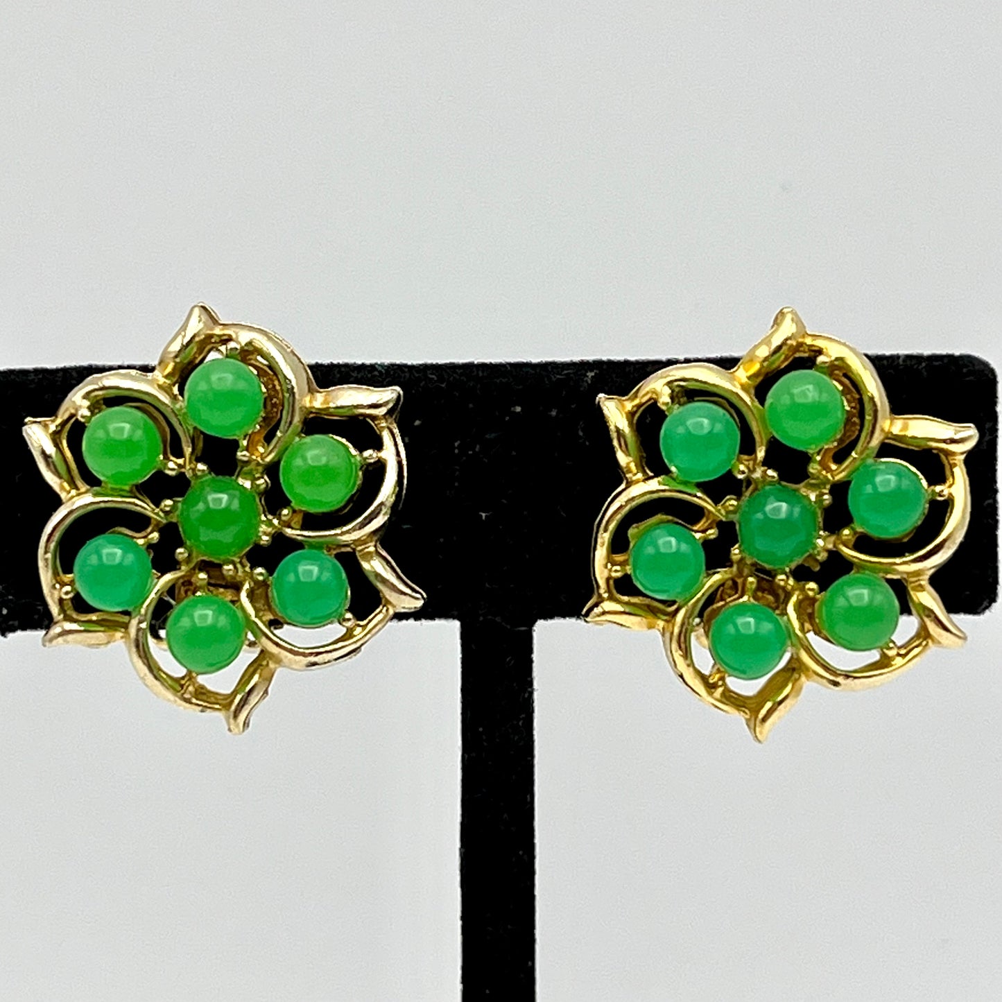 1960s Celebrity Green & Gold Earrings