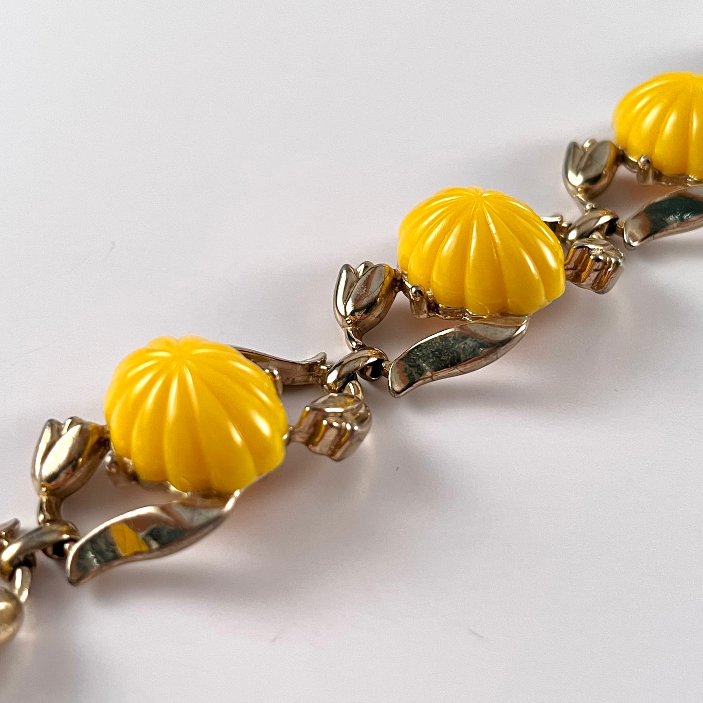 1960s Yellow Thermoset Flowered Bracelet