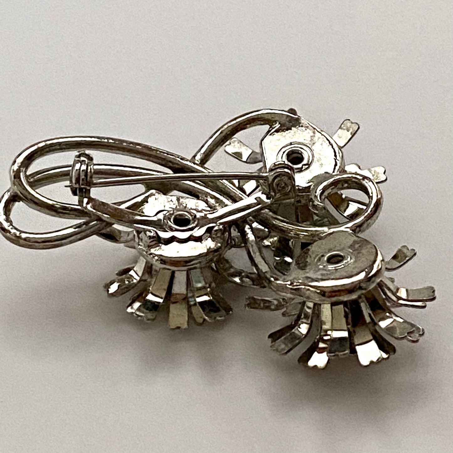 Late 50s/ Early 60s Silver-Tone Abstract Flower Brooch