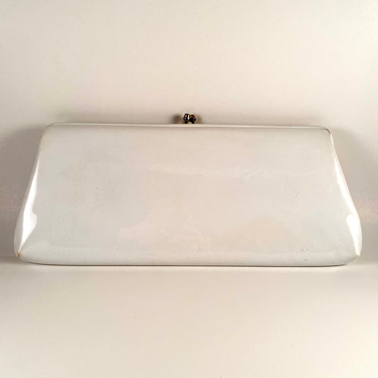 1960s HL White Patent Leather Clutch With Optional Handle